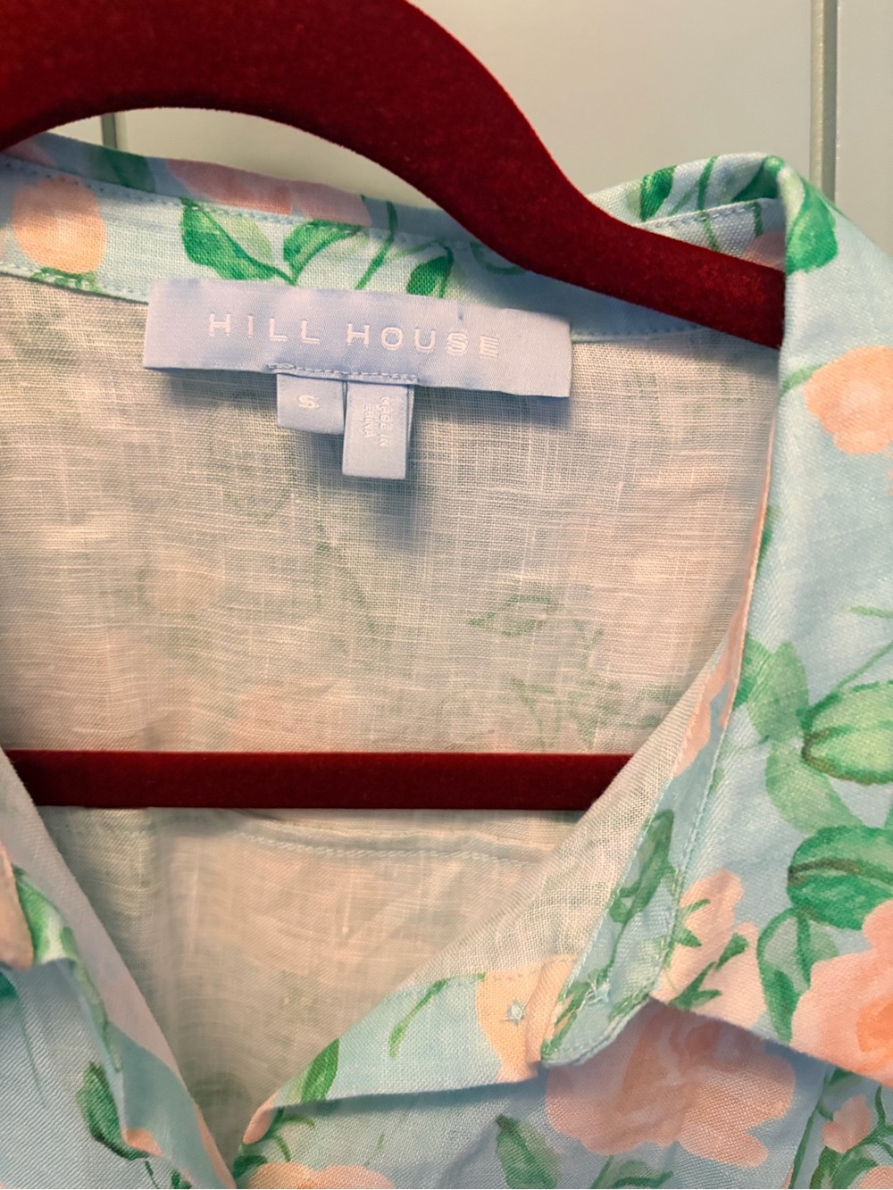 Hill House Home Lily Linen Floral Shirt Dress Tie Waist Small - Picture 2 of 4